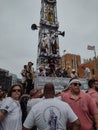 Religious Festival, Men Surrounding The Giglio During The Feast Of Our Lady Of Mount Carmel, Brooklyn, NY, USA